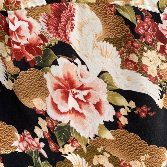 Portuguese Flannel Birds of Paradise Short Sleeve Camp Black/Pink Size small - Picture 3 of 4